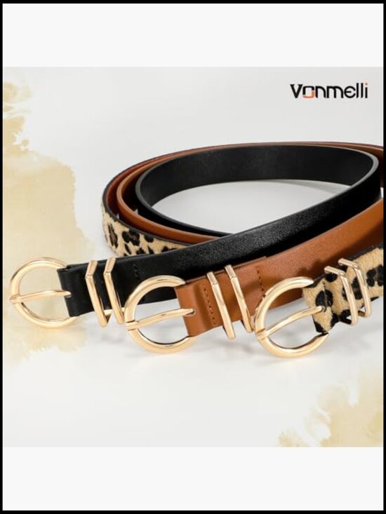 Faux Leather Belts with Gold Buckle for Jeans Dresses main image 5